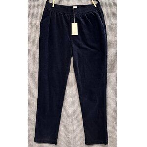 Sunspel Men’s Cotton Velour Trousers XL Navy Stretch Elastic Back Waist NWT